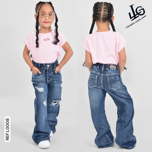 JEANS PALAZZO ROTOS NIÑA REF:LG008